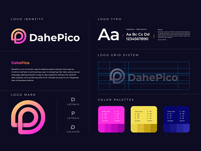 DahePico branding abstract analytics app app icon bi software brand identity branding branding agency branding design data analysts grid system icon identity illustration logo logo mark mark technology visual identity