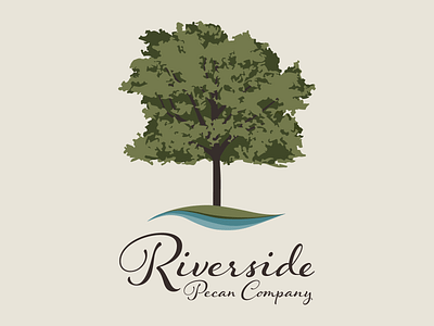 Riverside Pecan Company company food illustrator logo nature pecans river riverside tree water