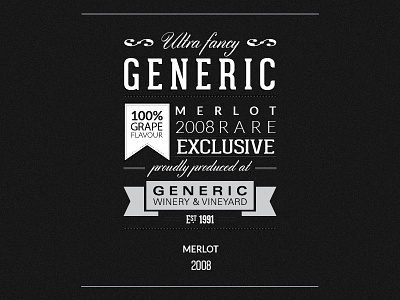 Bottle Label black generic label typography white wine