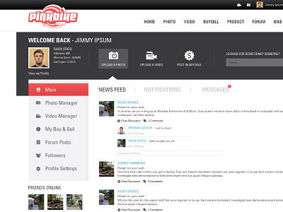 Pinkbike redesign concept - dashboard dashboard layout nav social