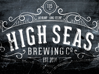 High Seas Brewing Co Mark decorative hand lettering logo mark nautical rustic script wordmark