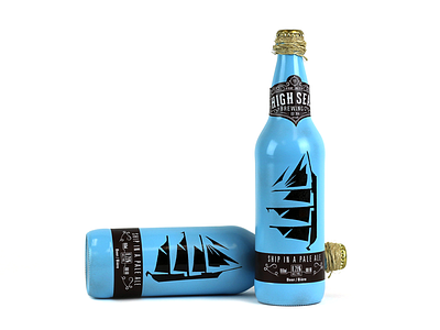 High Seas Ship in a Pale Ale anchor beer bottle brewery identity mark nautical ship