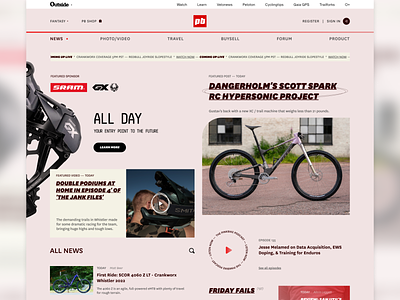 Pinkbike Redesign - Morning Exercise bike layout mountain bike news typography ui ux website