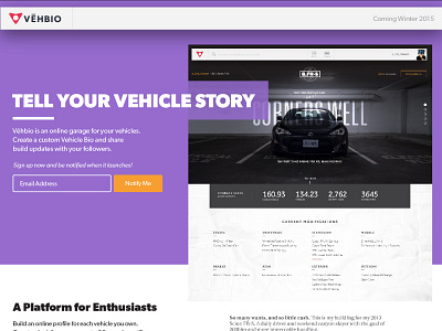 Vēhbio Hype Site Live! auto automotive cars hype site landing page marketing site vehicle