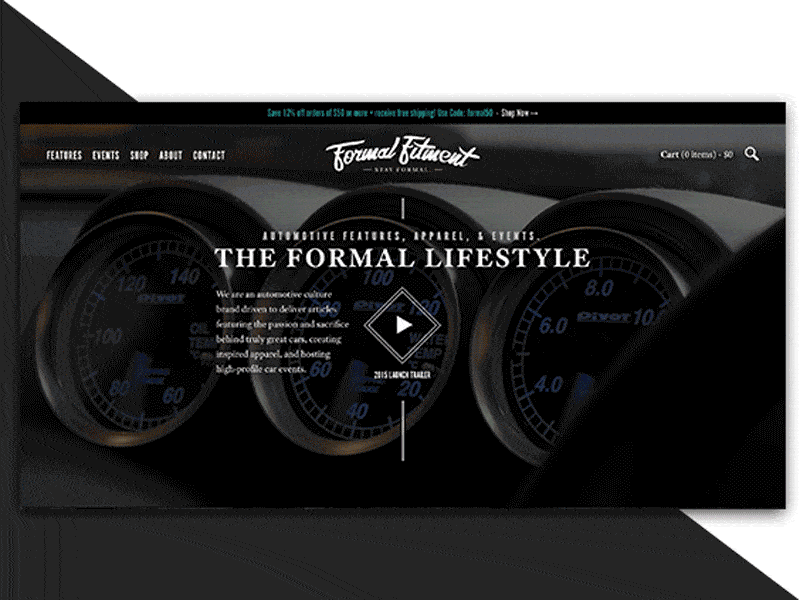 Formal Fitment - Live auto automotive cars home page landing typography video