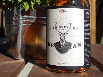 Whiskey Label - Finished bottle drawing lettering stag typography vintage whiskey