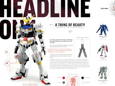 Hobby Site — Style Board clean gundam icons layered layout modern space typography ui