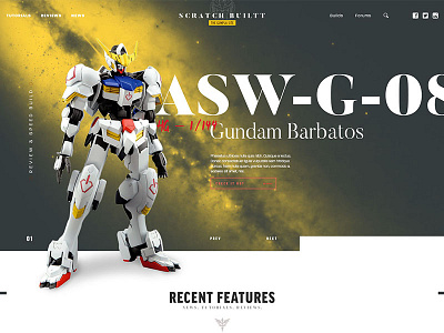 Site Exploration clean gundam icons layered layout modern space typography ui website