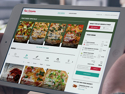 Ordering System app layout page pizza typography ui ux website