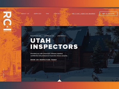 RCI Inspections Home Page composition gradient layout leaf minimal typography ui ux website