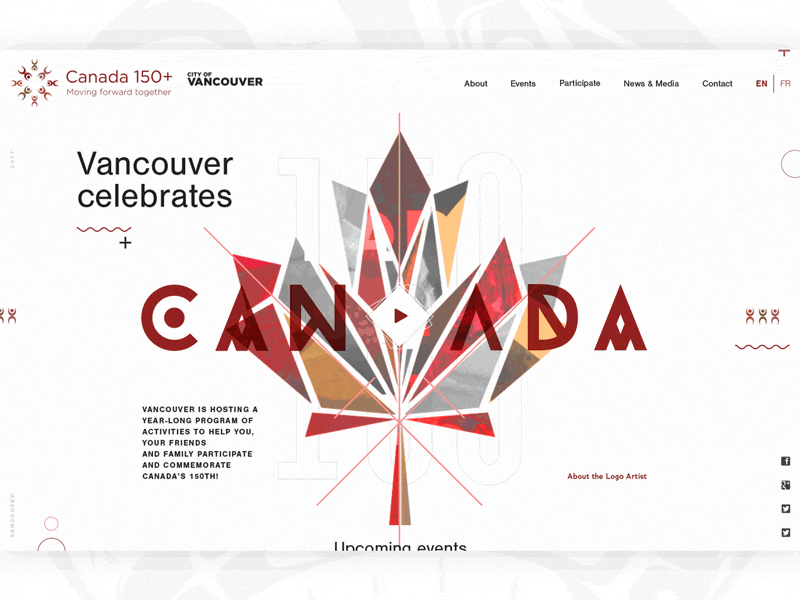 Canada 150 - Scrapped Art Direction - Animation Test animation event landing page maple leaf modern typography vibrant website