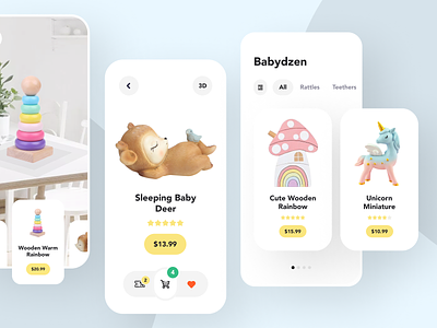 Babydzen - App for Toys Shop app cards clean app graphics icons interface ossmium product shop toys ui user interface ux
