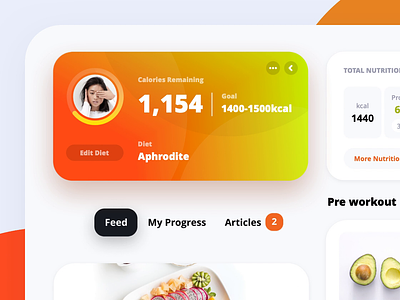 Personal Diet Meal Plan account animation app charts clean color dashboard diet experience fitness graphics health interface responsive sidebar tracker ui ux web