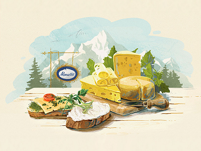 Illustrations for Almette almette art as crew design cheese creative design digital digitalart food illustration illustrator interface site sketch web