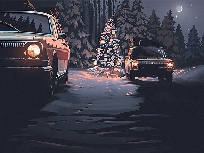 Happy New 2019! art as crew design car creative design digital illustration newyear russia