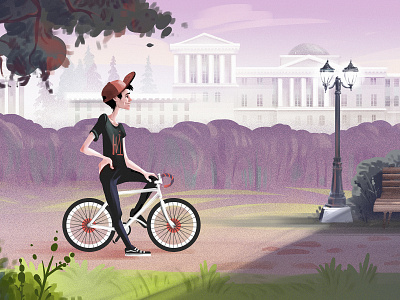 Illustration for Renaissance Insurance Company art as crew design bike boy character creative design digital digitalart illustration illustrations nature