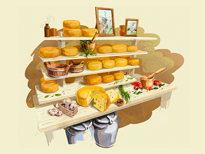 Almette Natural Cheese art as crew design cheese creative design digital digitalart food illustration interface site sketch website