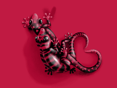 Enamored lizards art black creative design digital digital art drawing gekkon heart hearts illustration kamasutra love valentines day