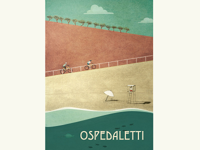Bike lane - Ospedaletti art digital illustration graphic art illustration liguria poster a day poster art riviera vintage