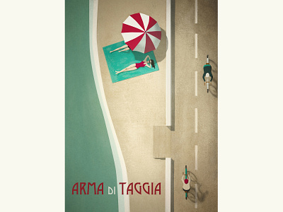 Bike lane - Arma di Taggia digital illustration illustration illustration art liguria poster poster art
