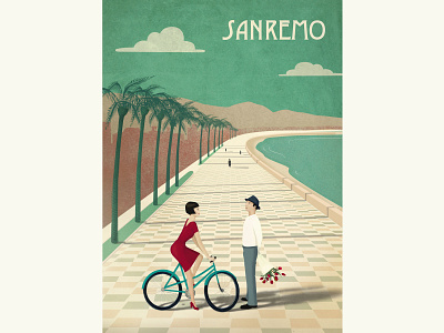 Bike lane - Sanremo digital digital illustration illustration illustration art liguria poster poster art sanremo