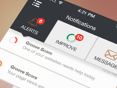 Notification Center for inGroove alerts feed flat icon list notifications swipe