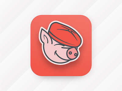 Pig logo app badge branding design flat icon illustration ios logo logomark web