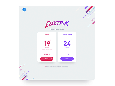 Electrik pricing page flat gradient landing page onboarding plans prices retro sign up ui ux web