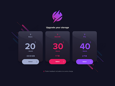 Electrify your upgrades :) app brand button design flat landing page material pricing storage ui ux web