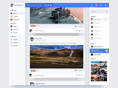 Facebook Redesign chat design facebook flat icons material mockup post social ui ux