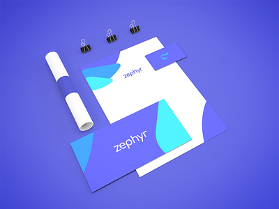 Zephyr brand identity brand business card clean design flat letterhead logo logomark mail print simple white wordmark
