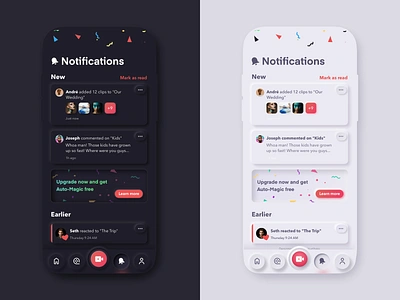 Notifications - Neumorphic alerts app clean colorful dark mode design flat light messages mobile neumorphic neumorphism ui ux video web