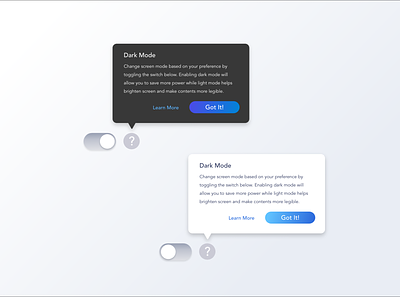 Tooltips - Light vs Dark mode buttons dailyui dark mode illustration more information popup toggle toggle switch tools tooltip tooltips ui ui element ux