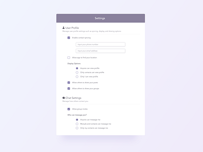 Settings Screen Design