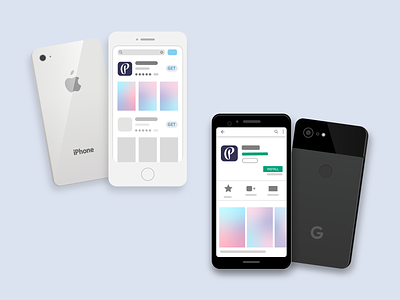 iOS Vs Android App Store aesthetics android android app design app layout branding clean design flat google pixel illustration illustrator ios iphone minimal mobile design ui ux vector