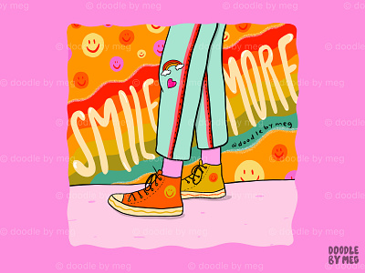 Smile More design drawing fashion fashion design fashion illustration illustration lettering procreate rainbow rainbows shoes smile smiley smiley face typography vintage