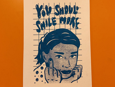 You Should Smile More Risograph Print art print design drawing illustration lettering postcard postcard design postcards procreate riso riso print risograph risography risoprint typography vintage