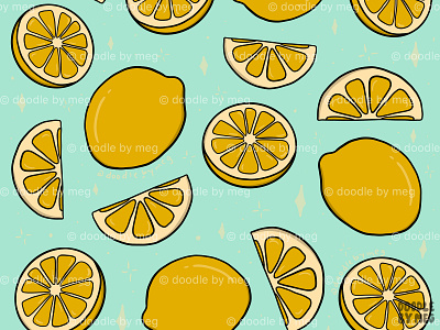 Lemon Print design food fruit fruits illustration lemon lemons pattern pattern art pattern design patterns print print design procreate retro textile design vintage