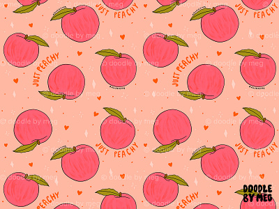 Peach Print design drawing fruit fruit illustration fruits fruity illustration pattern peach peaches peachy print print design surface pattern surface pattern design