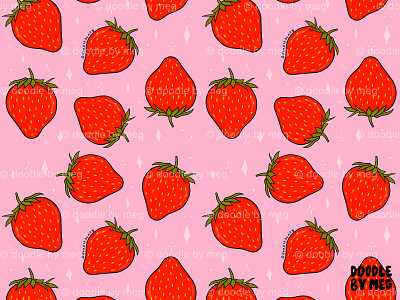 Strawberry Print design drawing fruit fruit illustration fruits fruity illustration pattern pattern art pattern design patterns pink print print design procreate red strawberries strawberry surface pattern surface pattern design