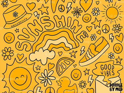 Yellow Print for Pride design drawing illustration pattern print procreate retro smile smiley face summer sun sunshine surface pattern design vintage yellow yellows