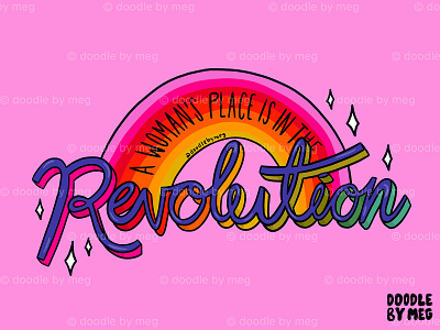 Revolution design drawing illustration lettering procreate protest quote rainbow retro revolution typography vintage women empowerment womens day