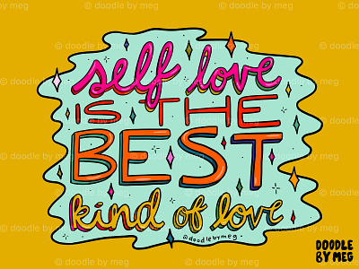 Self Love colorful design drawing illustration lettering positive positive vibes procreate quote retro self love typography vintage