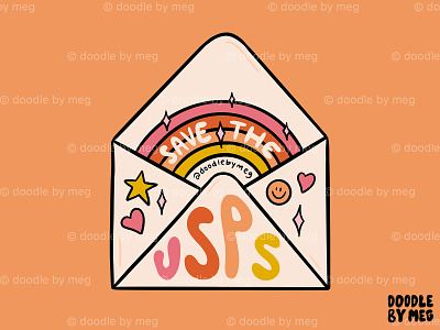 Save the USPS cute design drawing envelope illustration letter lettering mail procreate quote rainbow retro save the usps smile smiley face sticker stickers typography usps vintage