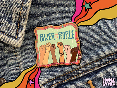 Power to the People Enamel Pin black lives matter blm design diversity drawing enamel pin enamel pins enamelpin etsy illustration lettering pin procreate psychedelic rainbow retro typography unity vintage vote