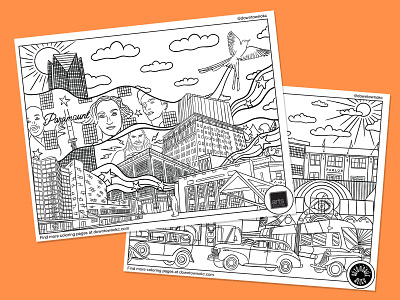 Downtown OKC Coloring Pages architecture city city illustration cityscape coloring book coloring page design drawing illustration okc oklahoma oklahoma city oklahoma city thunder procreate