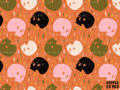 Sparkly Skull Print autumn design drawing emoji fall goth halloween horror illustration pattern print procreate skull skull art skull logo skulls sparkle surface pattern surface pattern design