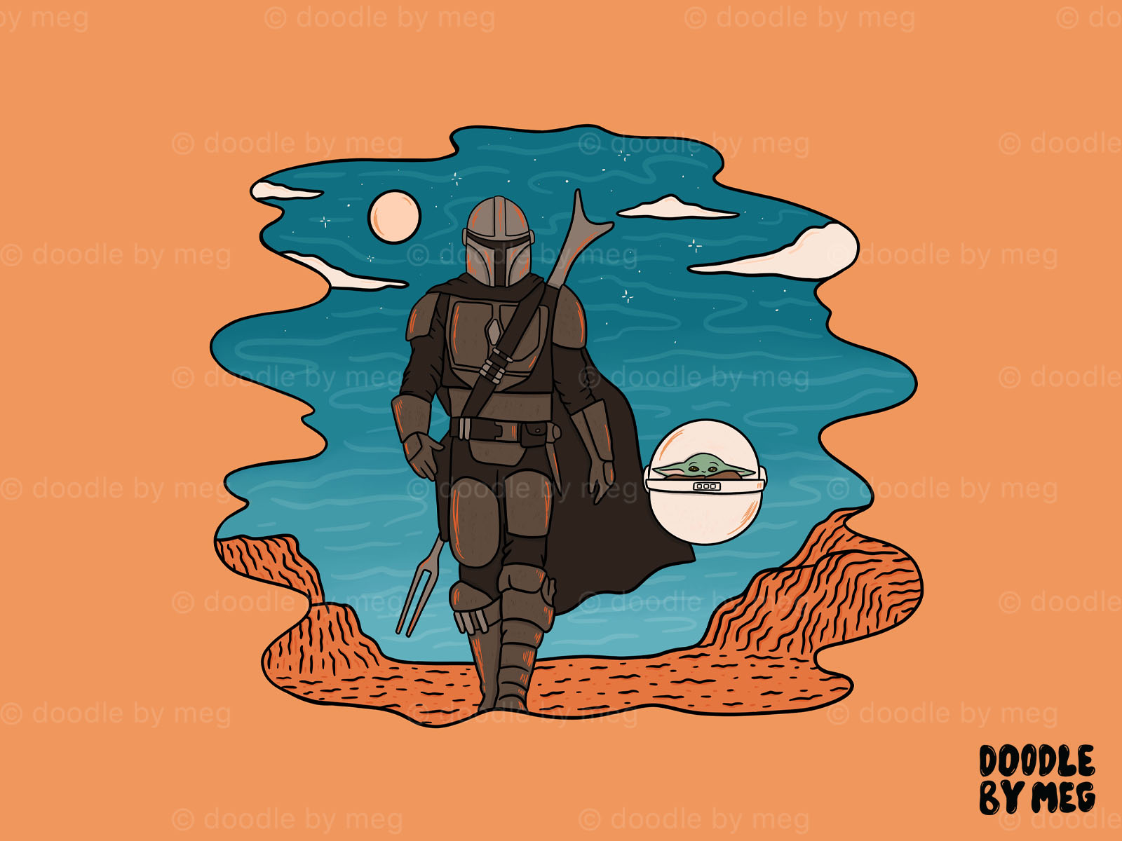 Mando and The Child in the Canyon by Doodle By Meg on Dribbble