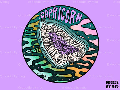 Capricorn Crystal capricorn crystal crystals design drawing horoscope illustration lettering procreate typography vintage zodiac zodiac sign zodiac signs