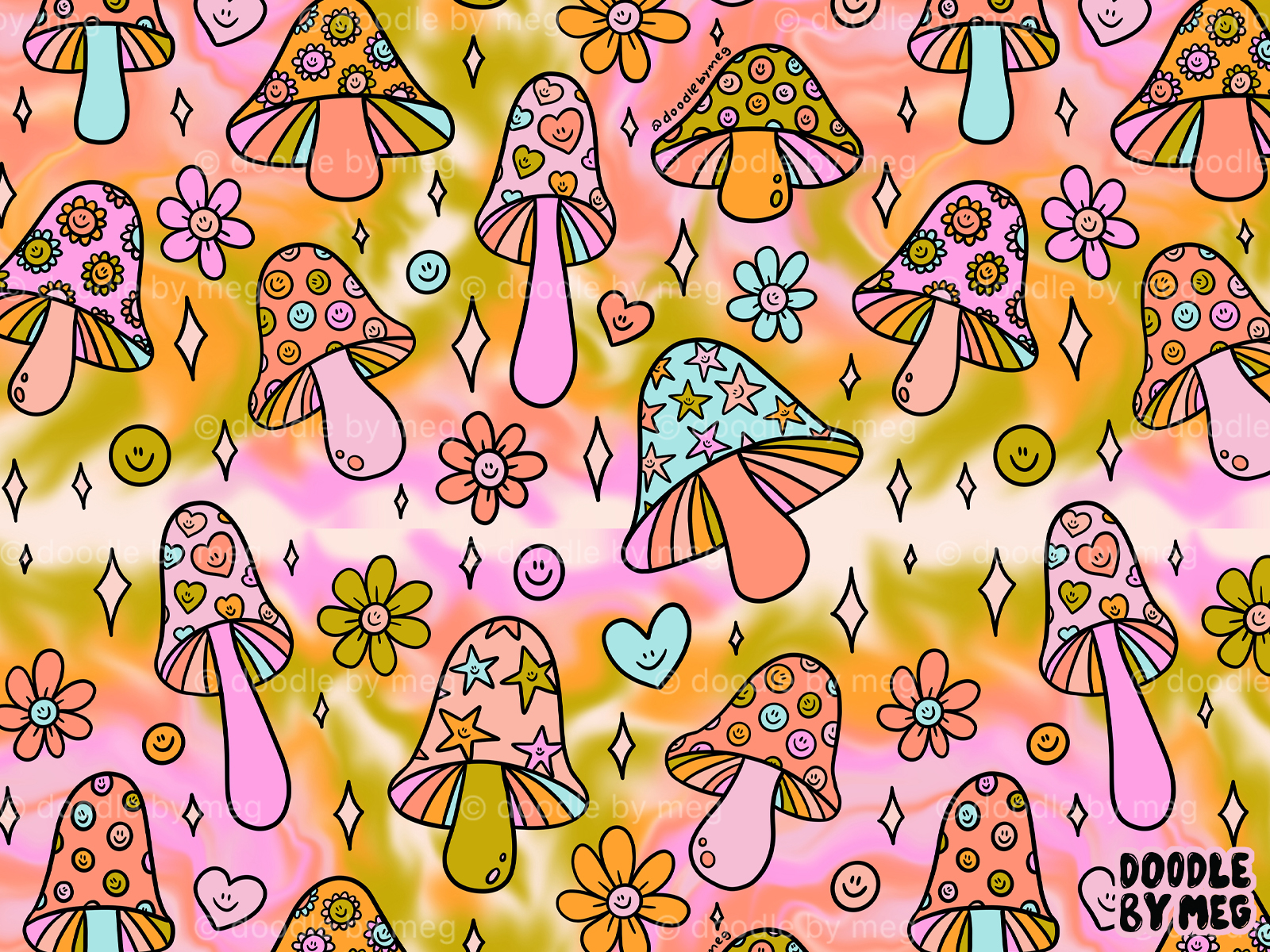 Tie Dye Mushroom Print by Doodle By Meg on Dribbble